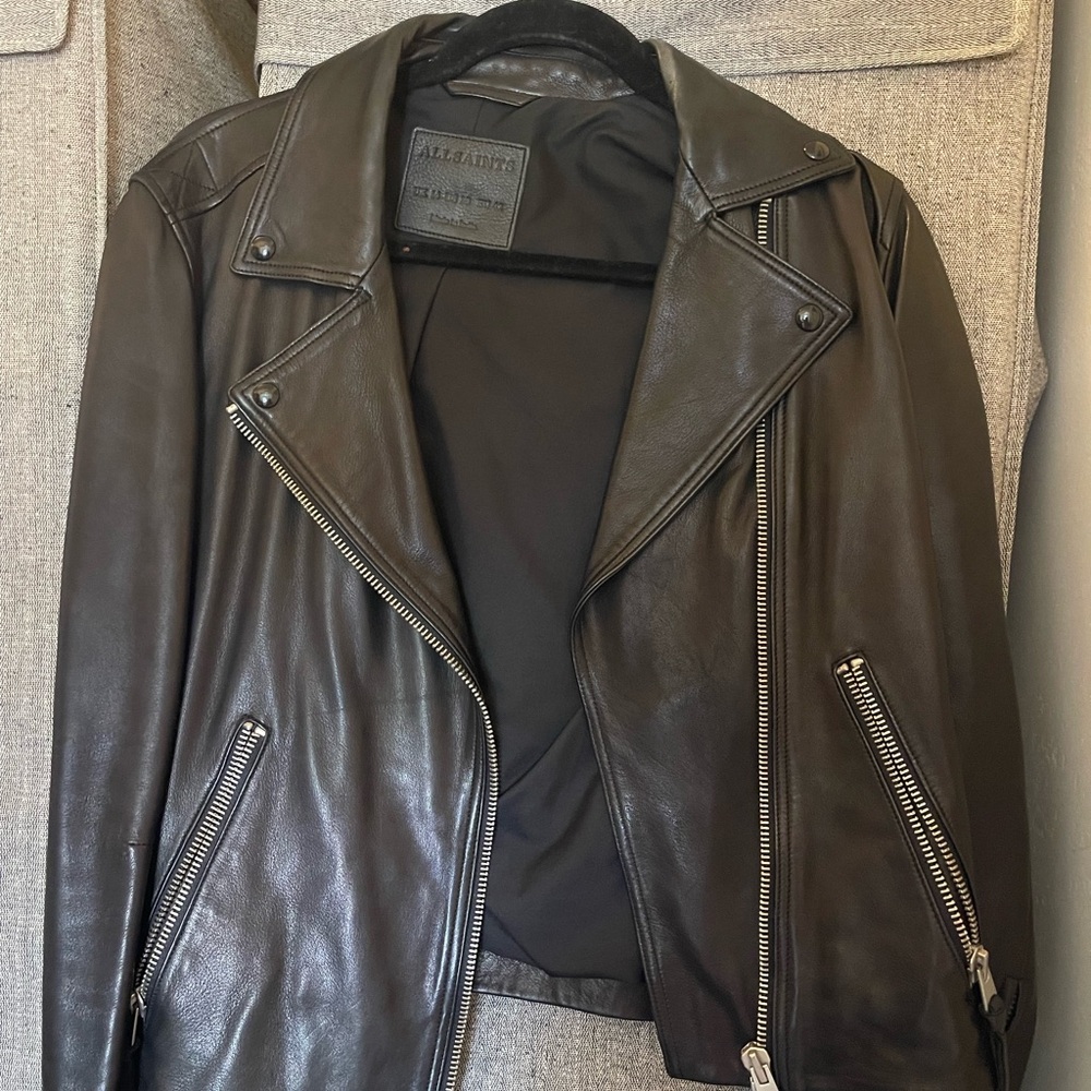 Black Leather Jacket ALL SAINTS - Picture 2 of 6